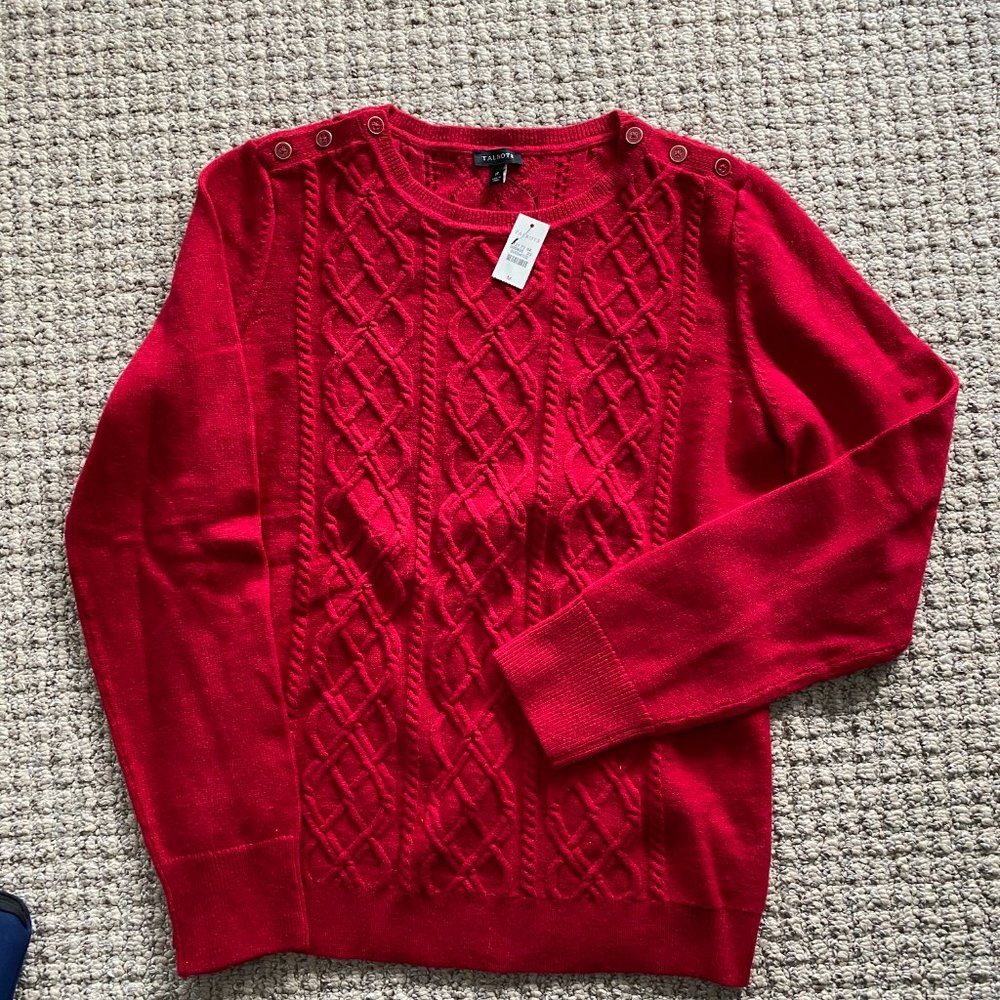 Talbots Red Cable Knit Sweater